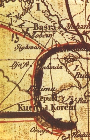 Map, circa 1850s, with "Kueit" clearly marked on this map by German geographer Karl Ritter